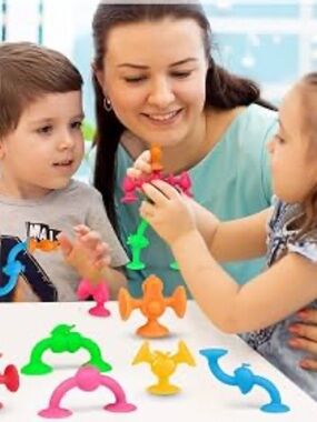 Pegalo toy Assorted Bright Silicone Suction Buttons - Multicolor Set 33 pieces
